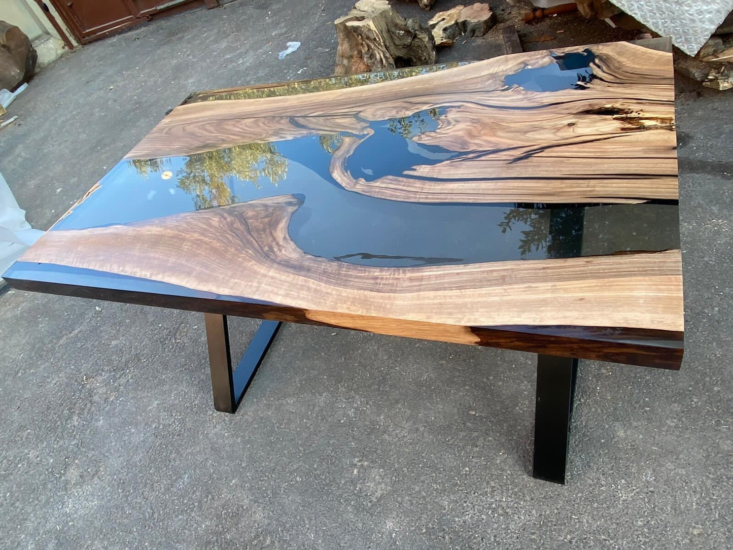 Live Edge Table, Epoxy Dining Table, Epoxy Resin Table, Custom 60” x 36” Walnut Smoke GrayTable, River Table, Custom Order for Kristi T