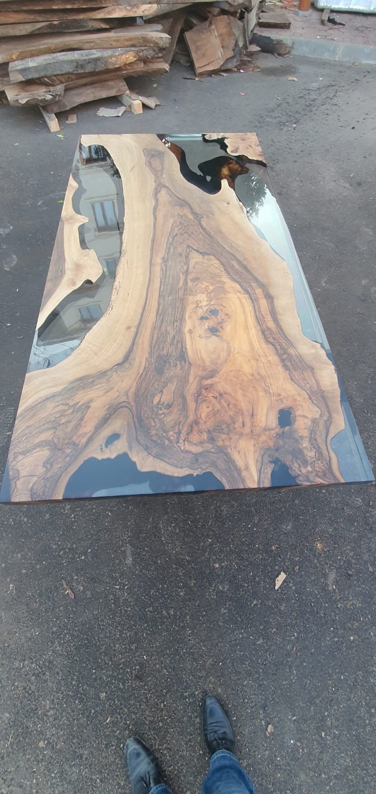 Handmade Epoxy Table, Live Edge Table, Custom 72" x 36" Table, Epoxy Walnut Wood Smokey Gray Epoxy Resin Table, Custom Order for Tina Isa