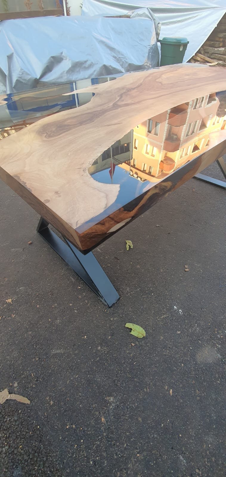 Handmade Epoxy Table, Live Edge Table, Custom 72" x 36" Table, Epoxy Walnut Wood Smokey Gray Epoxy Resin Table, Custom Order for Tina Isa