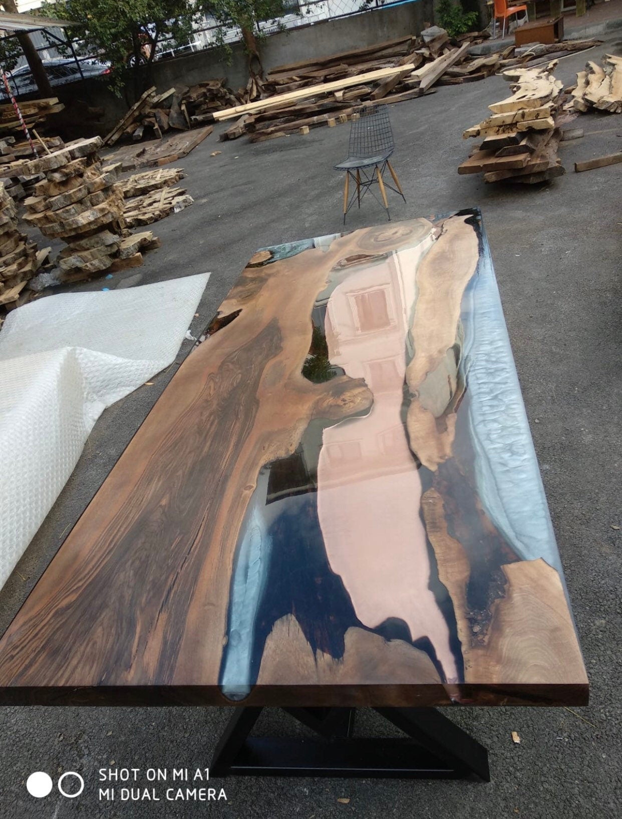 Live Edge Table, River Table, Custom 84” x 36” Walnut Gray Table and Copper Table, Epoxy Dining Table, Epoxy Resin Table, Custom  for Katie