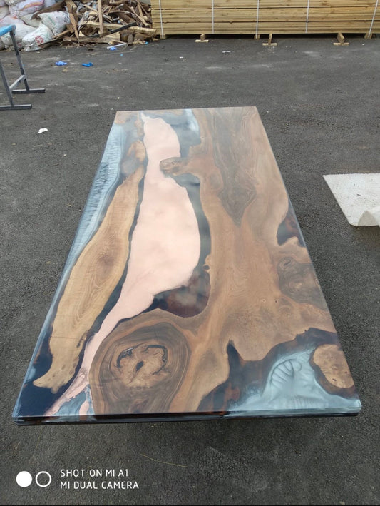 Live Edge Table, River Table, Custom 84” x 36” Walnut Gray Table and Copper Table, Epoxy Dining Table, Epoxy Resin Table, Custom  for Katie