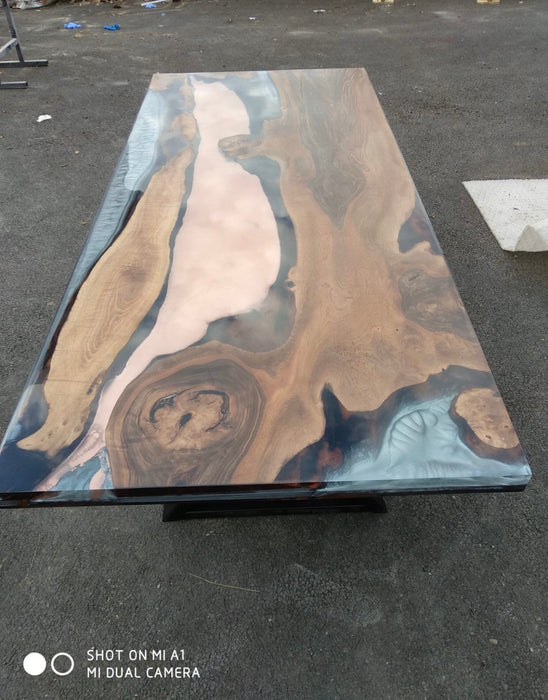 Live Edge Table, River Table, Custom 84” x 36” Walnut Gray Table and Copper Table, Epoxy Dining Table, Epoxy Resin Table, Custom  for Katie