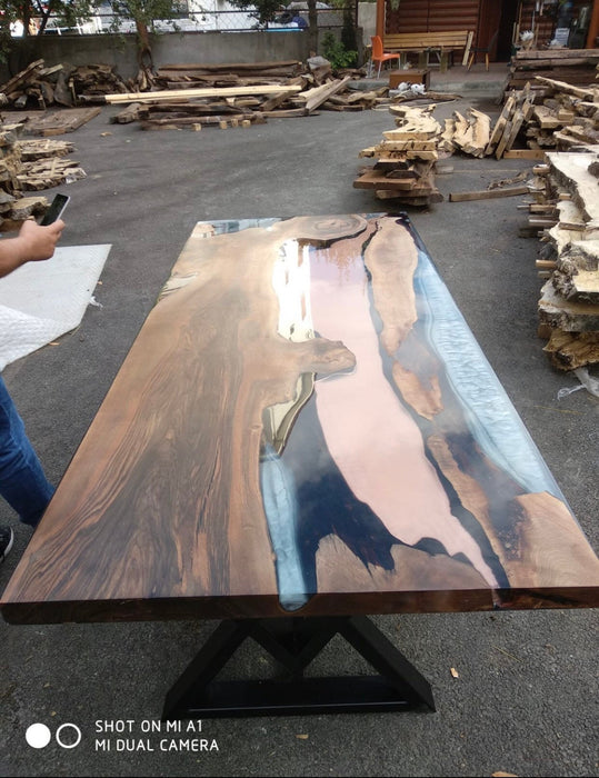 Live Edge Table, River Table, Custom 84” x 36” Walnut Gray Table and Copper Table, Epoxy Dining Table, Epoxy Resin Table, Custom  for Katie