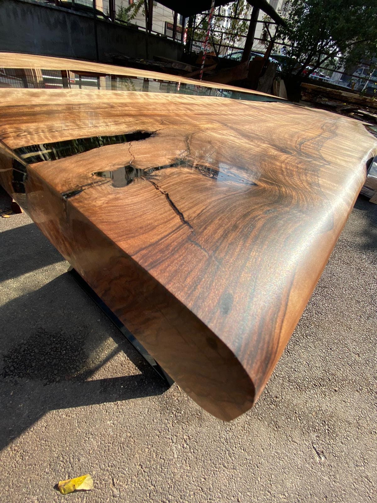 Live Edge Table, Epoxy Dining Table, Epoxy Resin Table, Custom 65” x 36” Walnut Table, Clear Epoxy River Table, Custom Order for Lamis