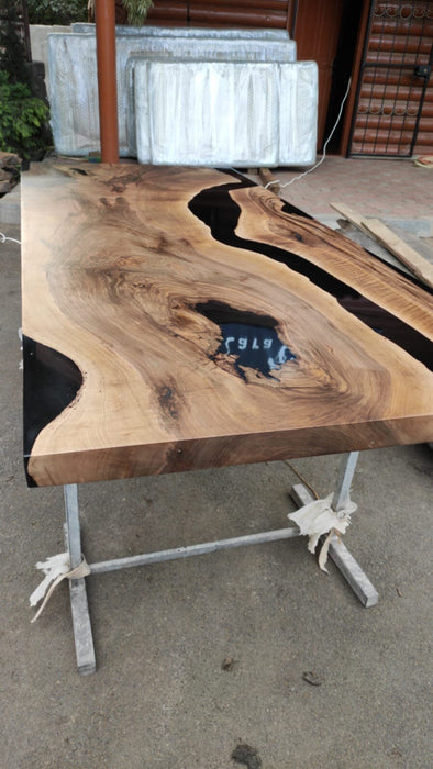 Walnut Dining Table, Epoxy Dining Table, Epoxy Resin Table, Custom 84” x 36” Walnut Black Table, Epoxy Dining Table for Doug