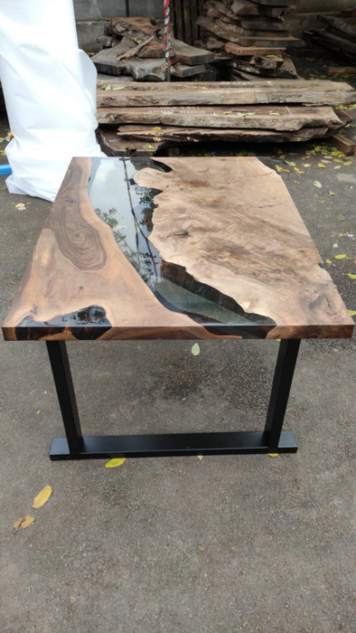 Walnut Dining Table, Epoxy Dining Table, Epoxy Resin Table, Custom 84” x 36” Walnut Black Table, Epoxy Dining Table for Doug