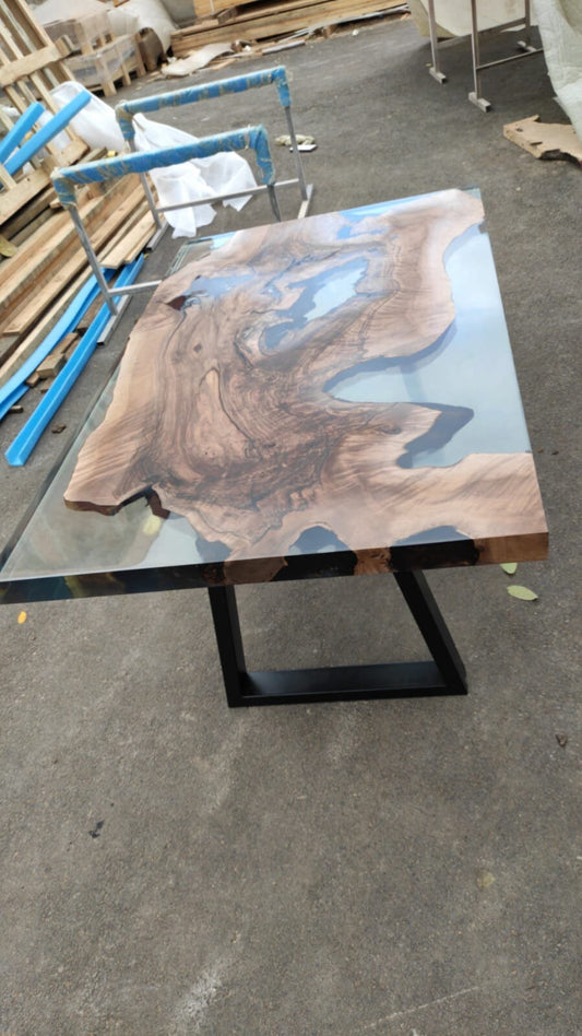 Handmade Epoxy Table, Walnut Dining Table, Live Edge Table, Epoxy Resin Table, Custom 60” x 36” Walnut Table, Clear Epoxy for Lizfuentes