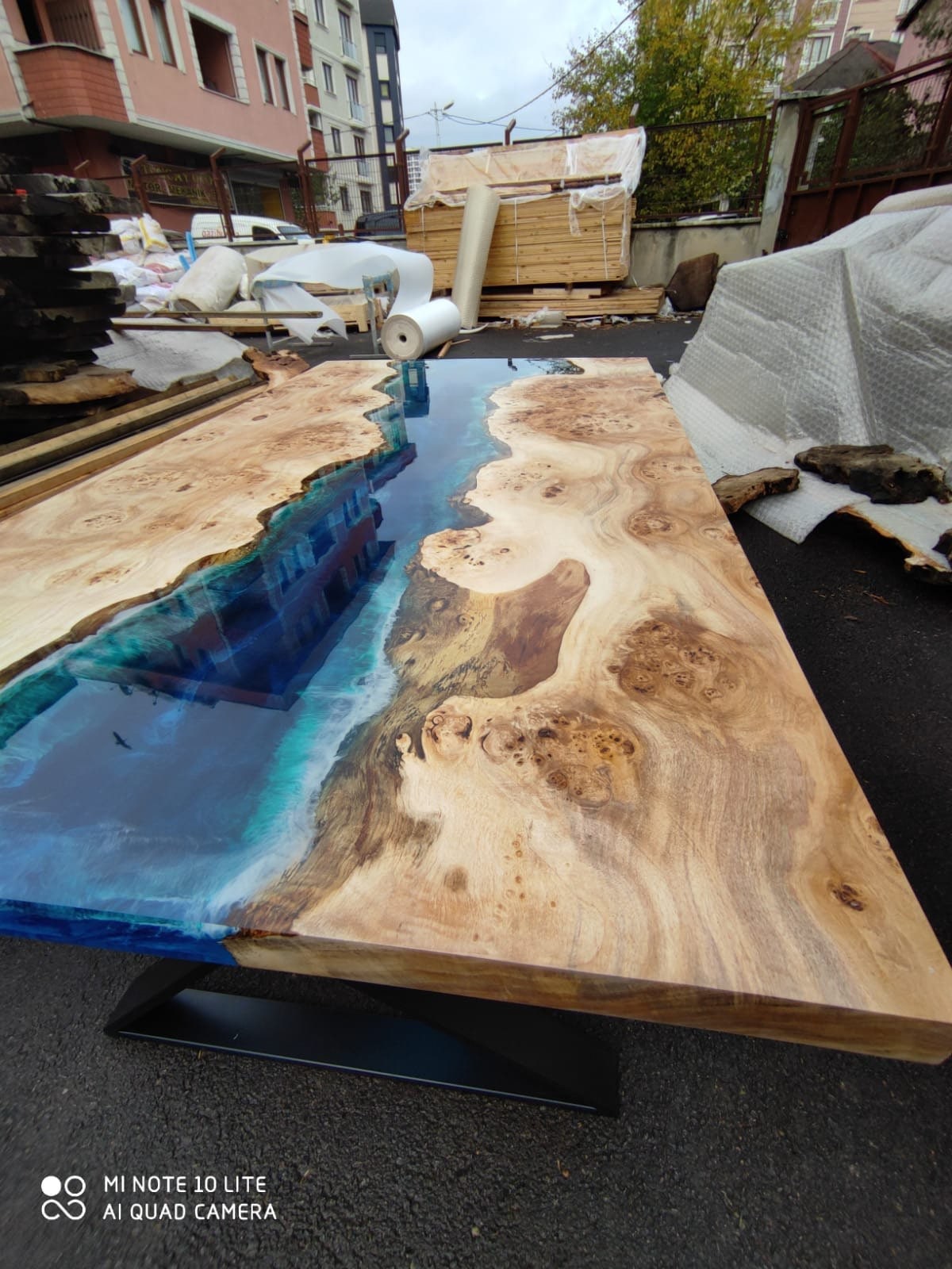 Ocean Table, Custom 72” x 42” Poplar Ocean Blue, Turquoise White Waves Epoxy Table, Epoxy River Dining Table, River Table, Order for Rebecca