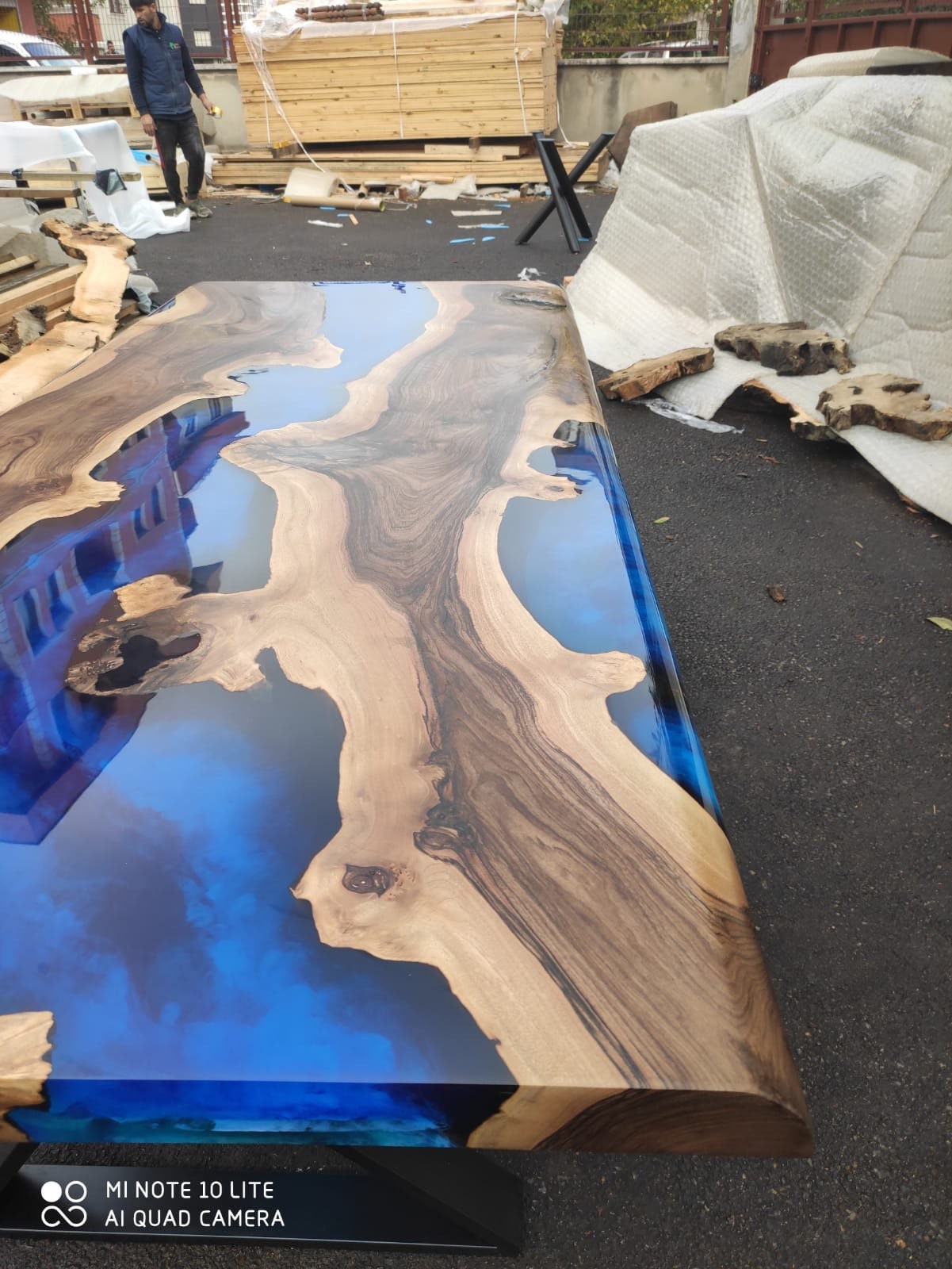 Epoxy Table, Epoxy Dining Table, Walnut Epoxy River Table, Custom 84” x 36” Walnut Deep Dark Blue Table, Epoxy Dining Table, for Sean H