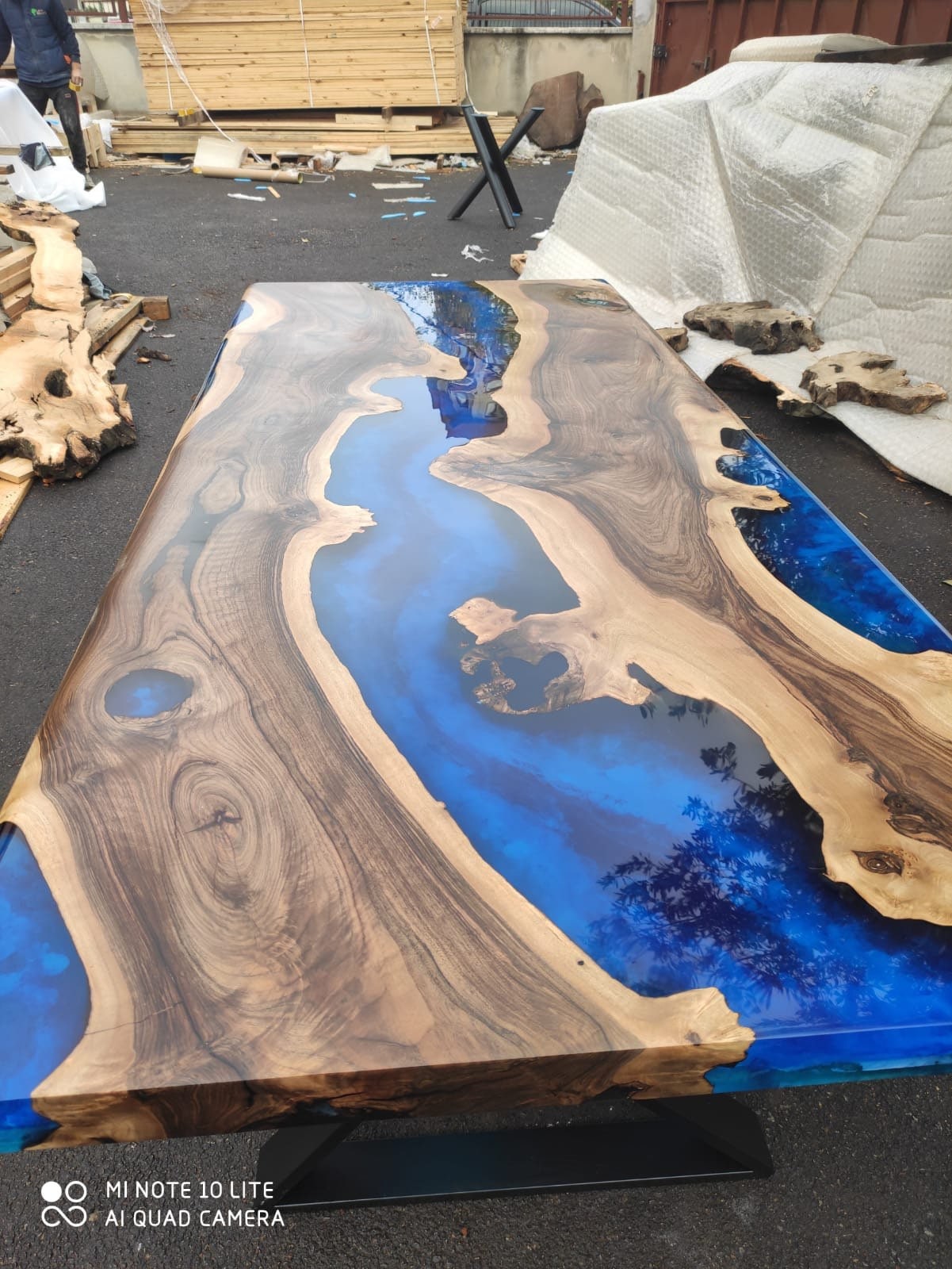 Epoxy Table, Epoxy Dining Table, Walnut Epoxy River Table, Custom 84” x 36” Walnut Deep Dark Blue Table, Epoxy Dining Table, for Sean H