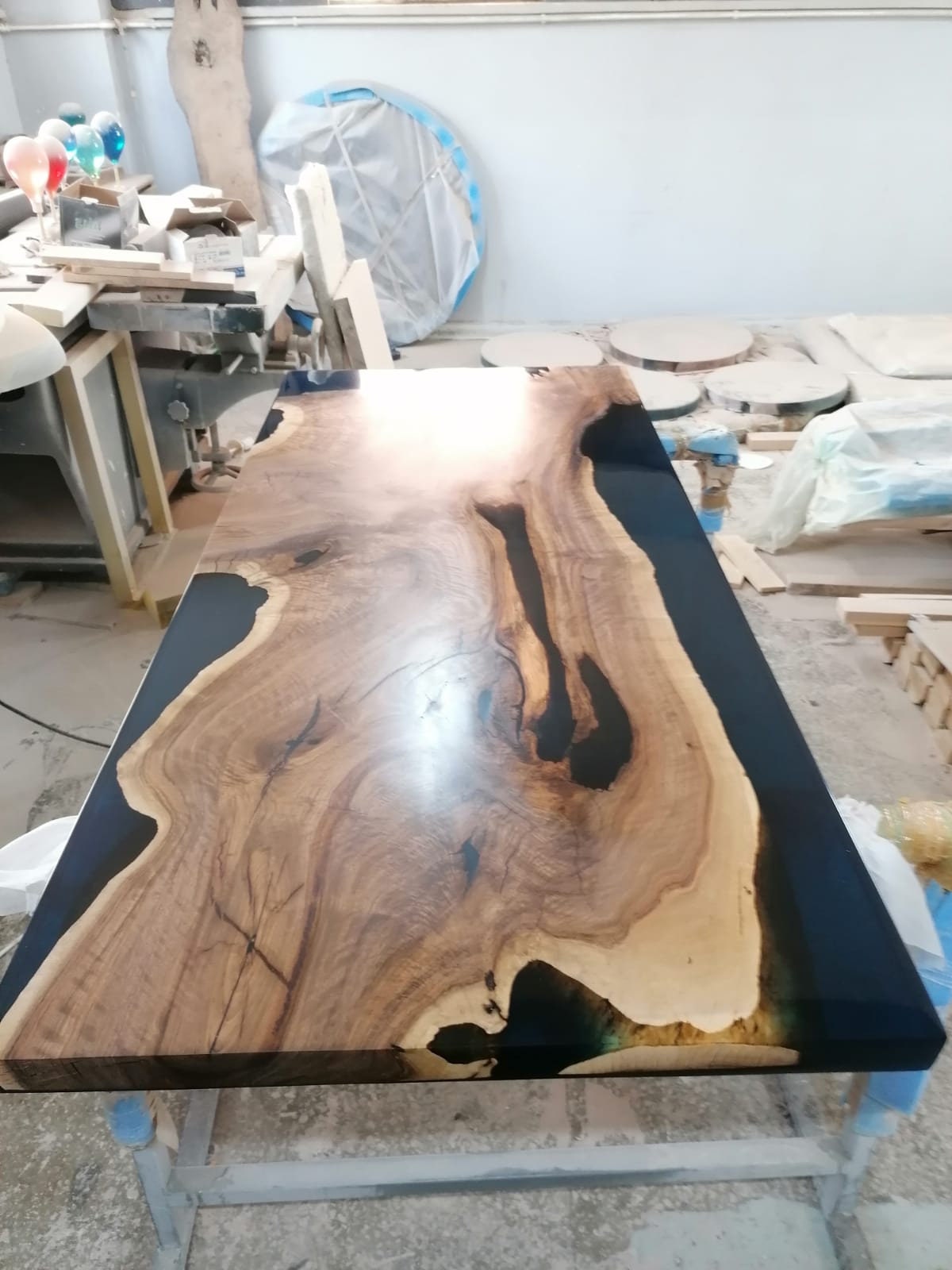 Walnut Dining Table, Custom Black Epoxy Table, Black Epoxy Dining Table, Custom 72” x 30” Walnut River Table, Custom Order for Stephen