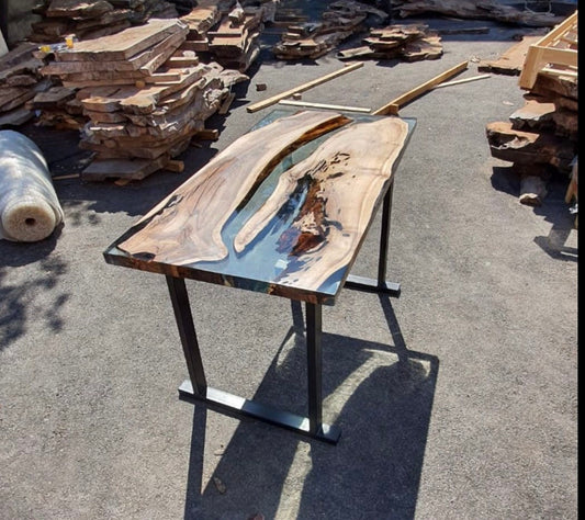 Handmade Epoxy Table, Epoxy Resin Table, Live Edge Table, Custom 70" x 36" Walnut Table, Clear Epoxy, Resin River Table, Order for Natalya