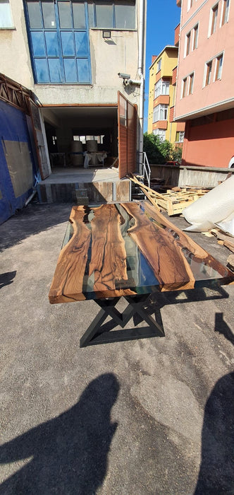 Wooden Table, Handmade Epoxy Table, Custom 72" x 36" Walnut Table, Clear Epoxy Table,  River Table, Made to Order for Katie P