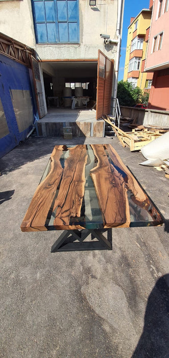Wooden Table, Handmade Epoxy Table, Custom 72" x 36" Walnut Table, Clear Epoxy Table,  River Table, Made to Order for Katie P