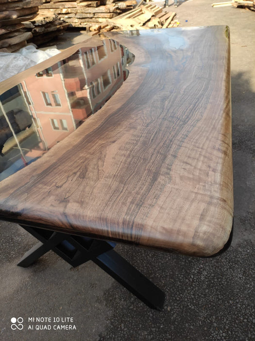 Epoxy Table, Epoxy Dining Table, Walnut Epoxy River Table, Custom 80” x 40” Walnut Smoke Gray Dining Table, Custom Order for Ni Kong