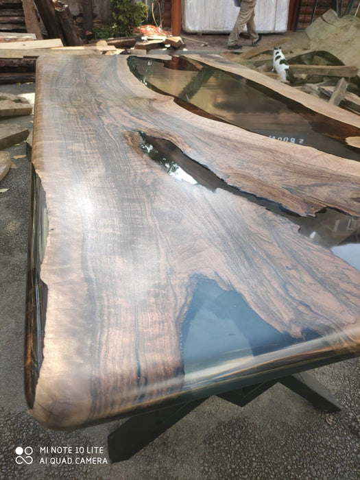 Epoxy Table, Epoxy Dining Table, Walnut Epoxy River Table, Custom 80” x 40” Walnut Smoke Gray Dining Table, Custom Order for Ni Kong