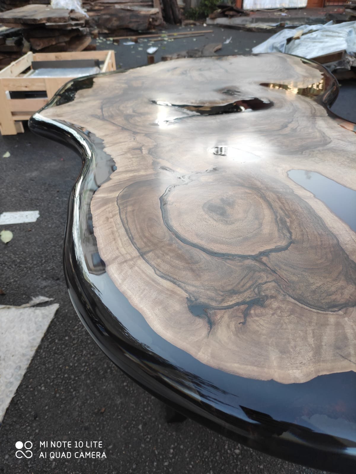 Walnut Dining Table, Custom 67” x 28” Walnut Black Epoxy Table, Live Edge Table, River Table, Custom Order for Ni Kong