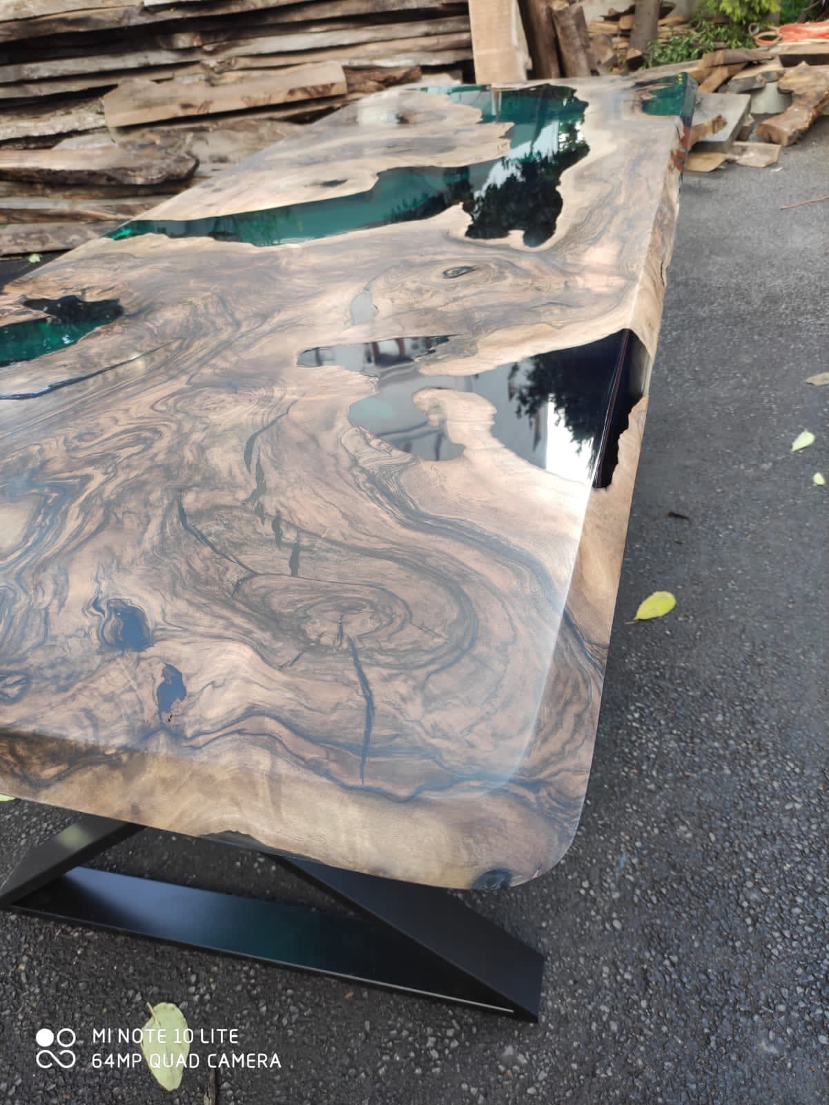 Walnut Dining Table, Wooden Table, Custom 96” x 36” Walnut Deep Ocean Turquoise Green Table, Epoxy River Dining Table, Order for Carmelita