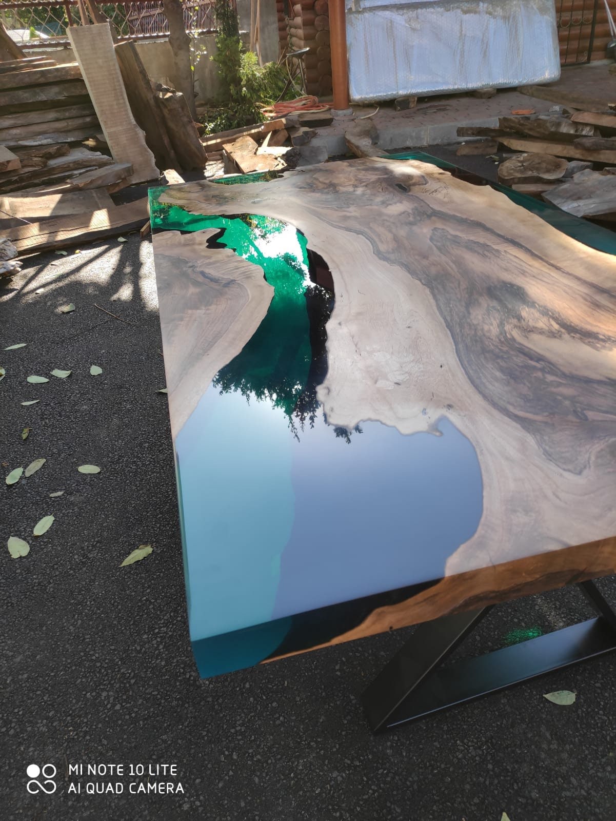 Walnut Dining Table, Custom 70” x 36” Walnut Translucent Green Table, Epoxy River Dining Table, Live Edge Table, Custom Order for Jliun