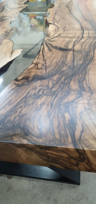 Handmade Epoxy Table, Clear Epoxy Table, Custom 96” x 42” Walnut Smoke Gray Table, Epoxy River Table, Custom Order for Daniella S