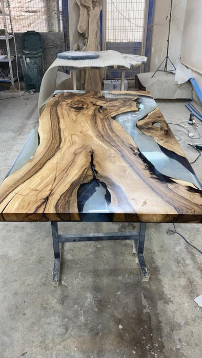 Live Edge Table, Epoxy Table, Epoxy Dining Table, Epoxy Resin Table, Custom 84” x 42” Walnut Smoke Gray Table, River Table Order for Nadia