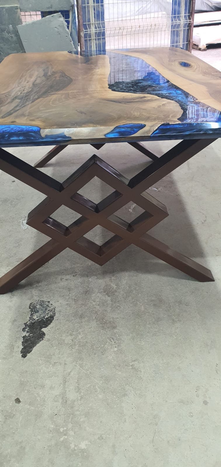 Live Edge Table, Custom 72” x 48” Walnut Metallic Blue Table, Epoxy River Dining Table, River Table, Epoxy Resin Table, Order for Alex W