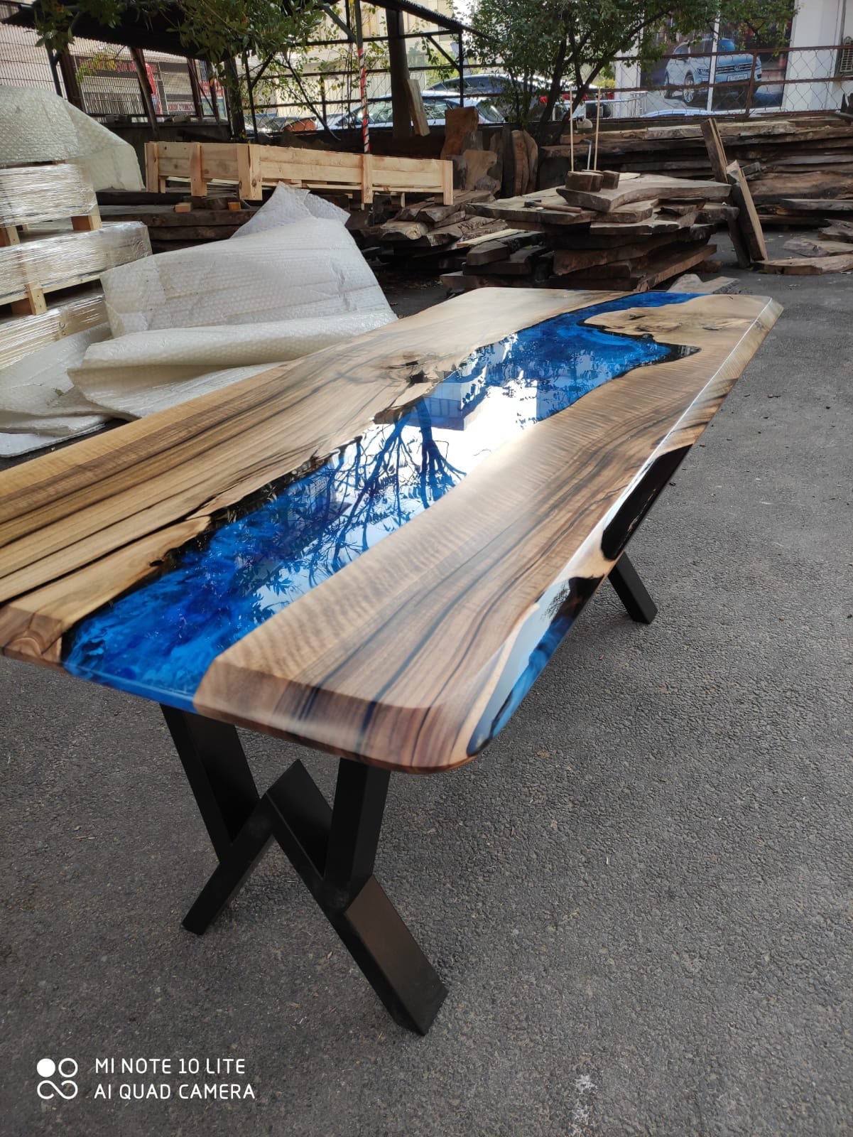 Epoxy Table, Epoxy Dining Table, Walnut Epoxy River Table, Custom 72” x 30” Walnut Blue Epoxy River Dining Table Order for Clinton