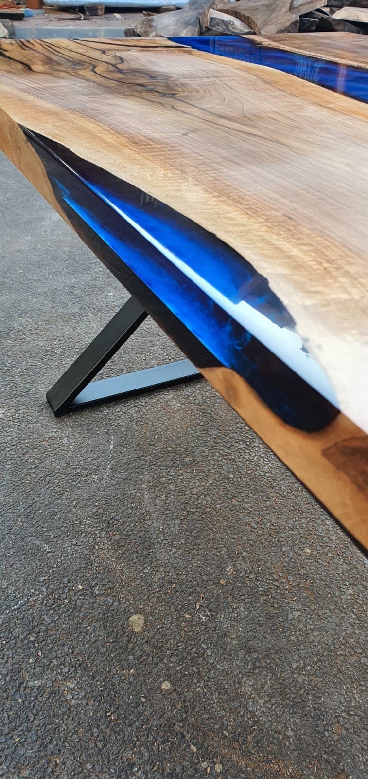 Epoxy Table, Epoxy Dining Table, Walnut Epoxy River Table, Custom 72” x 40” Walnut Blue Epoxy Table, River Dining Table, Order for Dallas A