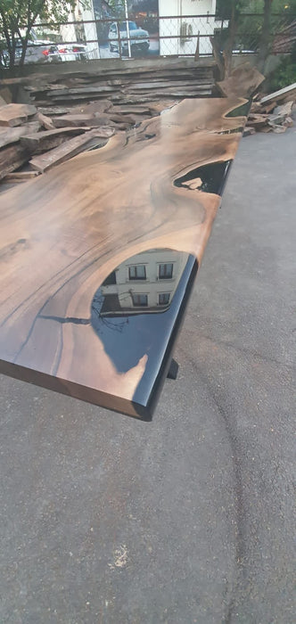 Live Edge Table, Epoxy Table, Epoxy Dining Table, Walnut Epoxy River Table, Custom 115” x 25” Walnut Epoxy Table, Custom Order for Ginny