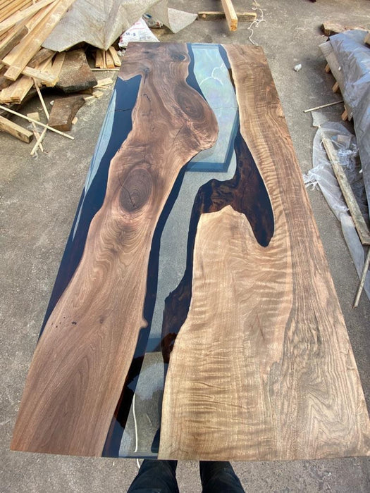 Walnut Dining Table, Epoxy Resin Table, Custom 84” x 36” Walnut Table, Clear Epoxy Table, River Table, Custom Order for Tony