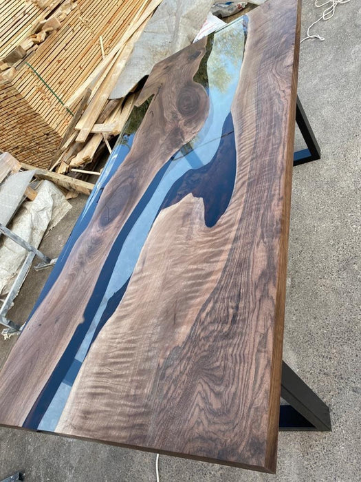 Walnut Dining Table, Epoxy Resin Table, Custom 84” x 36” Walnut Table, Clear Epoxy Table, River Table, Custom Order for Tony