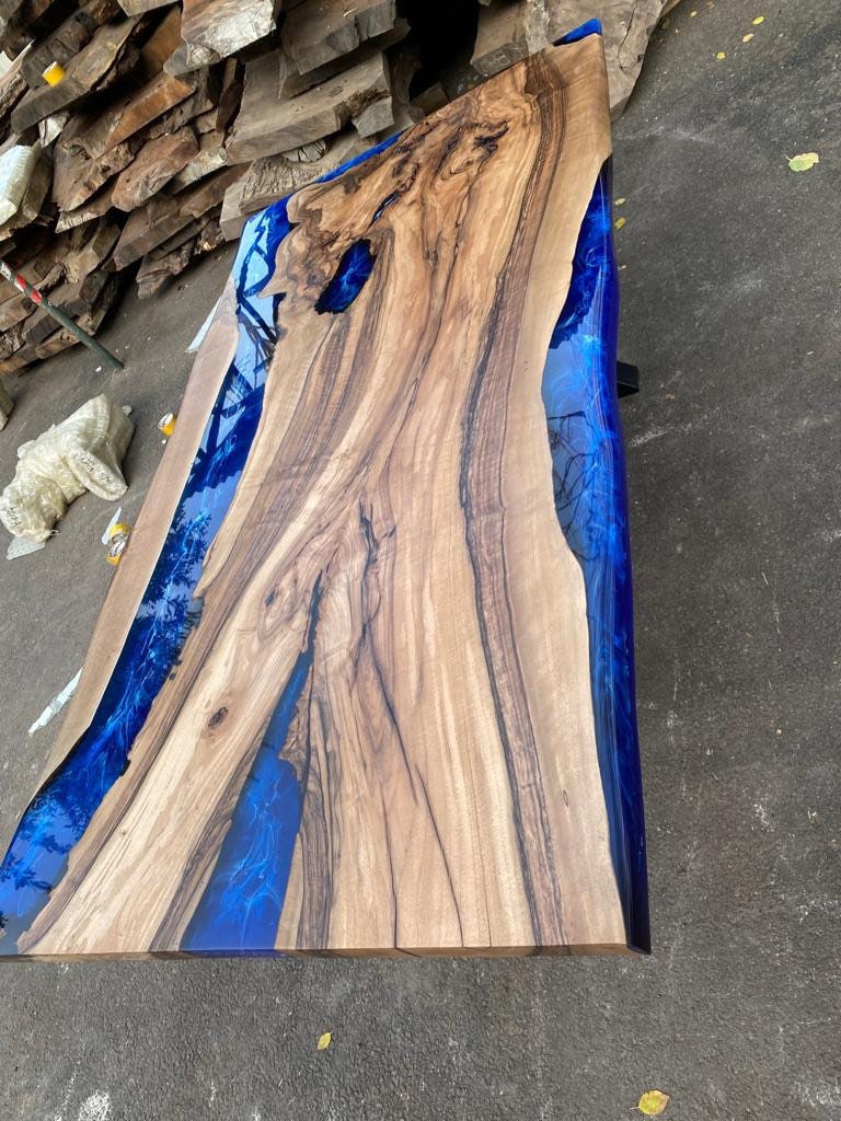 Walnut Dining Table, Custom 72” x 40” Walnut Blue Table, Epoxy River Table, Epoxy Dining Table, River Table, Live Edge Table, Order for Dave