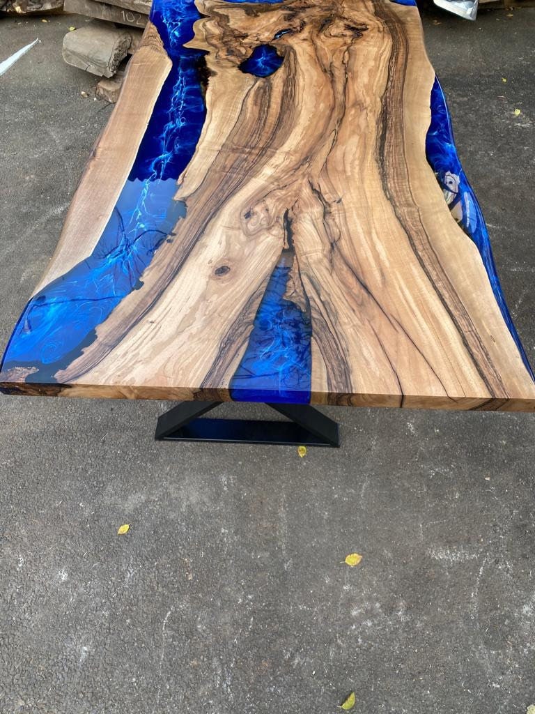 Walnut Dining Table, Custom 72” x 40” Walnut Blue Table, Epoxy River Table, Epoxy Dining Table, River Table, Live Edge Table, Order for Dave