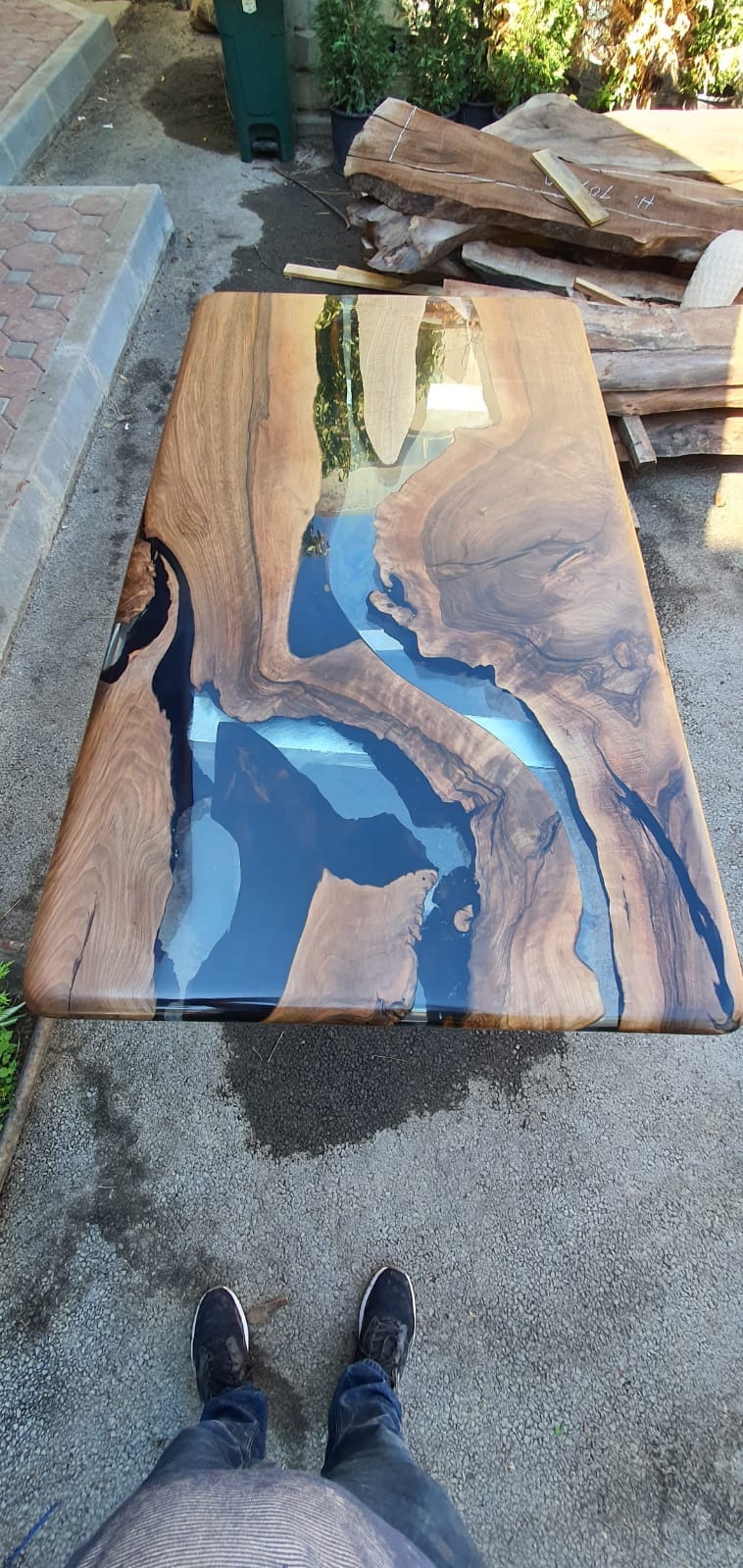 Epoxy Dining Table,Custom 65” x 32” Walnut Table, Epoxy River Table, Live Edge Table, Wooden Table, Custom  Order for Spencer