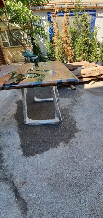 Epoxy Dining Table,Custom 65” x 32” Walnut Table, Epoxy River Table, Live Edge Table, Wooden Table, Custom  Order for Spencer