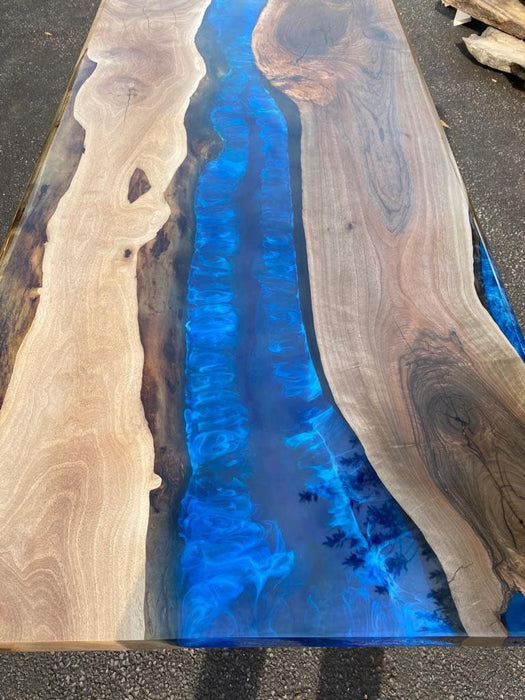 Live Edge Table, Blue Epoxy Table, Custom 72” x 30” Walnut Blue Table, Epoxy River Dining Table, Epoxy Resin Table, Custom Order for Cheryl