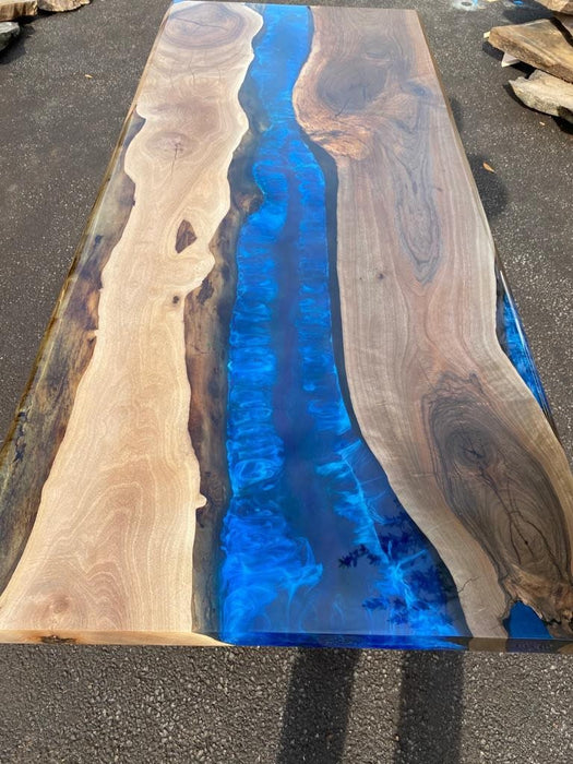 Live Edge Table, Blue Epoxy Table, Custom 72” x 30” Walnut Blue Table, Epoxy River Dining Table, Epoxy Resin Table, Custom Order for Cheryl