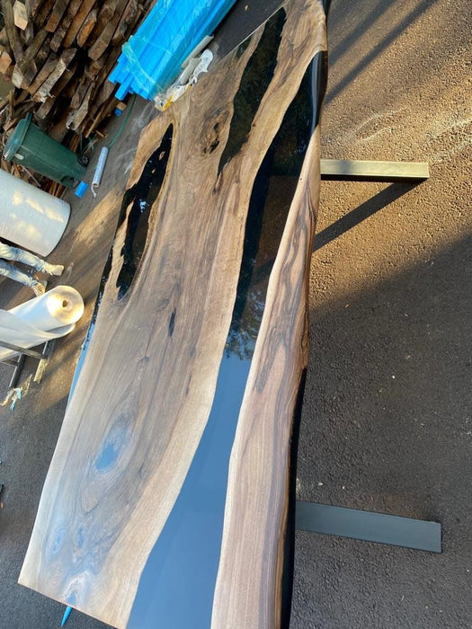 Walnut Dining Table, Custom 72” x 42” Walnut Black Epoxy Table, Wooden Table, Live Edge Table, Custom Order for Robert