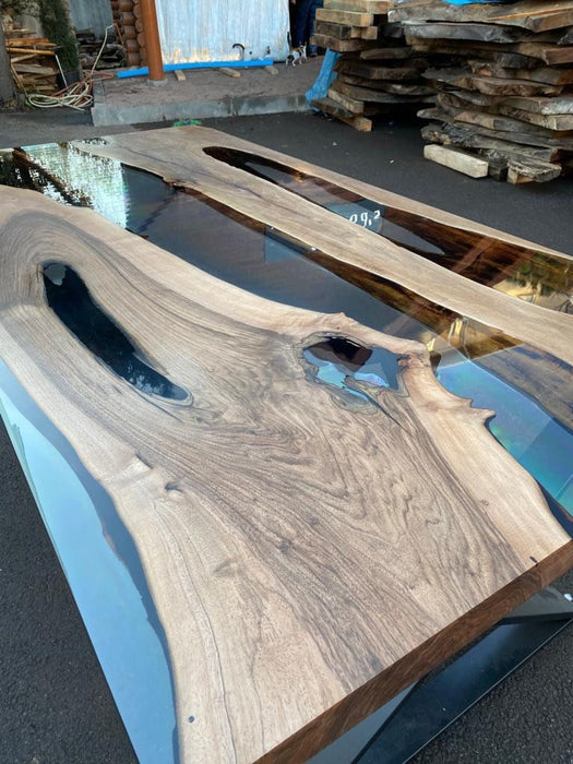 Walnut Dining Table, Custom 80” x 40” Wood Table, Clear Epoxy Table, Epoxy Walnut Dining Table, Ultra Clear Epoxy Table, Order for Chris