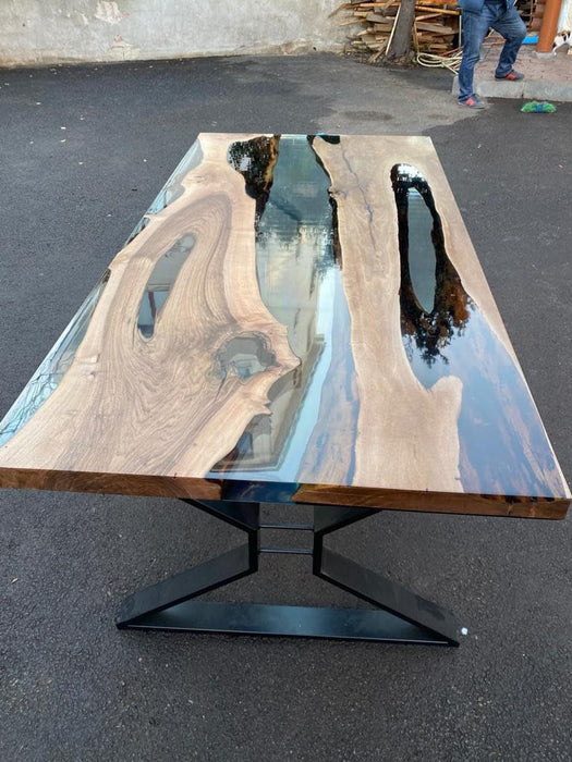 Walnut Dining Table, Custom 80” x 40” Wood Table, Clear Epoxy Table, Epoxy Walnut Dining Table, Ultra Clear Epoxy Table, Order for Chris