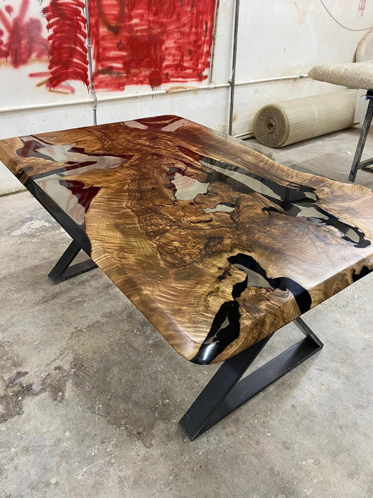 Handmade Epoxy Table, River Table, Custom 60" x 40" Walnut Smokey Gray Table, Epoxy River Table, Epoxy Resin Table, Order for Bethany