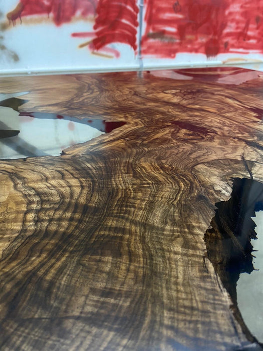 Handmade Epoxy Table, River Table, Custom 60" x 40" Walnut Smokey Gray Table, Epoxy River Table, Epoxy Resin Table, Order for Bethany