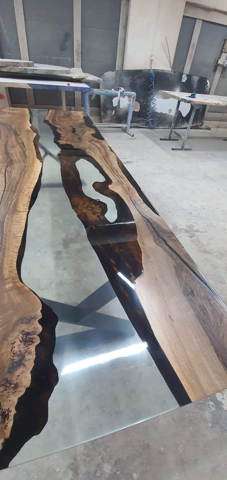 Handmade Epoxy Table, Walnut Dining Table, Live Edge Table, Epoxy Resin Table, Custom 102” x 36” Table and Barn, Custom Order for Steve