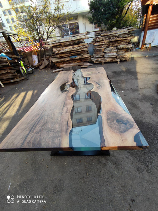 Walnut Dining Table, Custom 90” x 46” Epoxy Table, Wood Resin Table, Clear Table, Epoxy Dining Table, Clear Epoxy Table Order for Lisa B