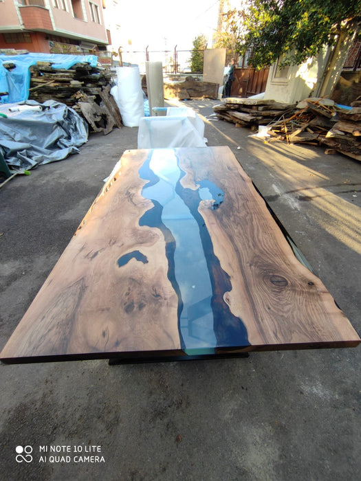 Walnut Dining Table, Custom 90” x 46” Epoxy Table, Wood Resin Table, Clear Table, Epoxy Dining Table, Clear Epoxy Table Order for Lisa B