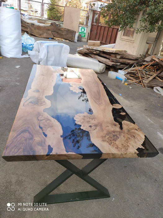 Live Edge Table, River Table, Custom 84” x 42” Walnut Smokey Gray Table, Epoxy River Dining Table, Custom Order for Jessica