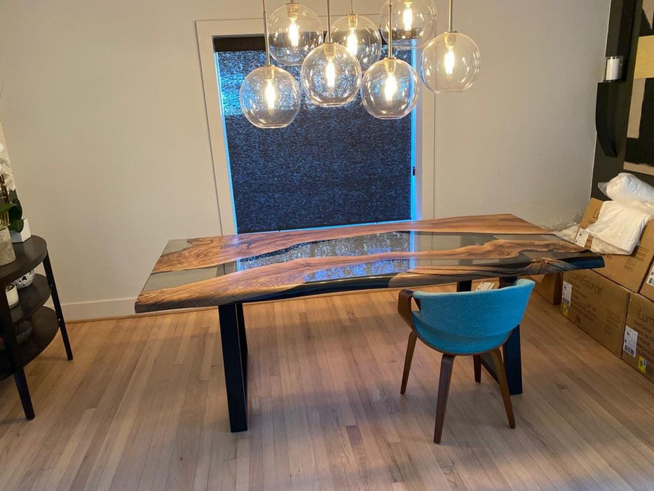 Live Edge Table, Epoxy Dining Table, Epoxy Resin Table, Custom 82" x 38" Walnut Table, Clear Epoxy Resin Table, Custom Table for Collin
