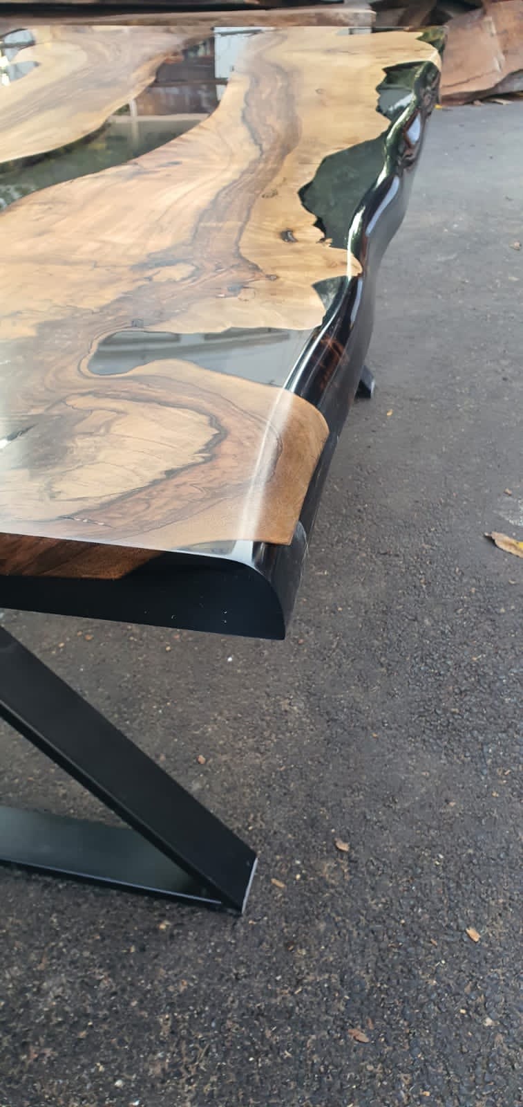 River Table, Live Edge Table, Custom 78” x 40” Walnut Smokey Gray Table, Epoxy River Table, Custom Order for Ashley H