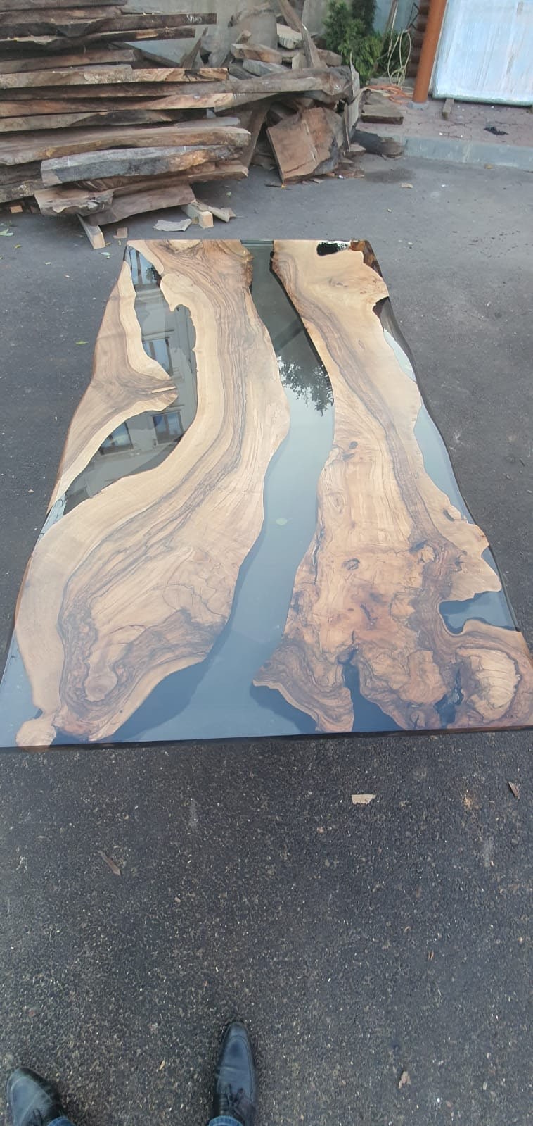 River Table, Live Edge Table, Custom 78” x 40” Walnut Smokey Gray Table, Epoxy River Table, Custom Order for Ashley H