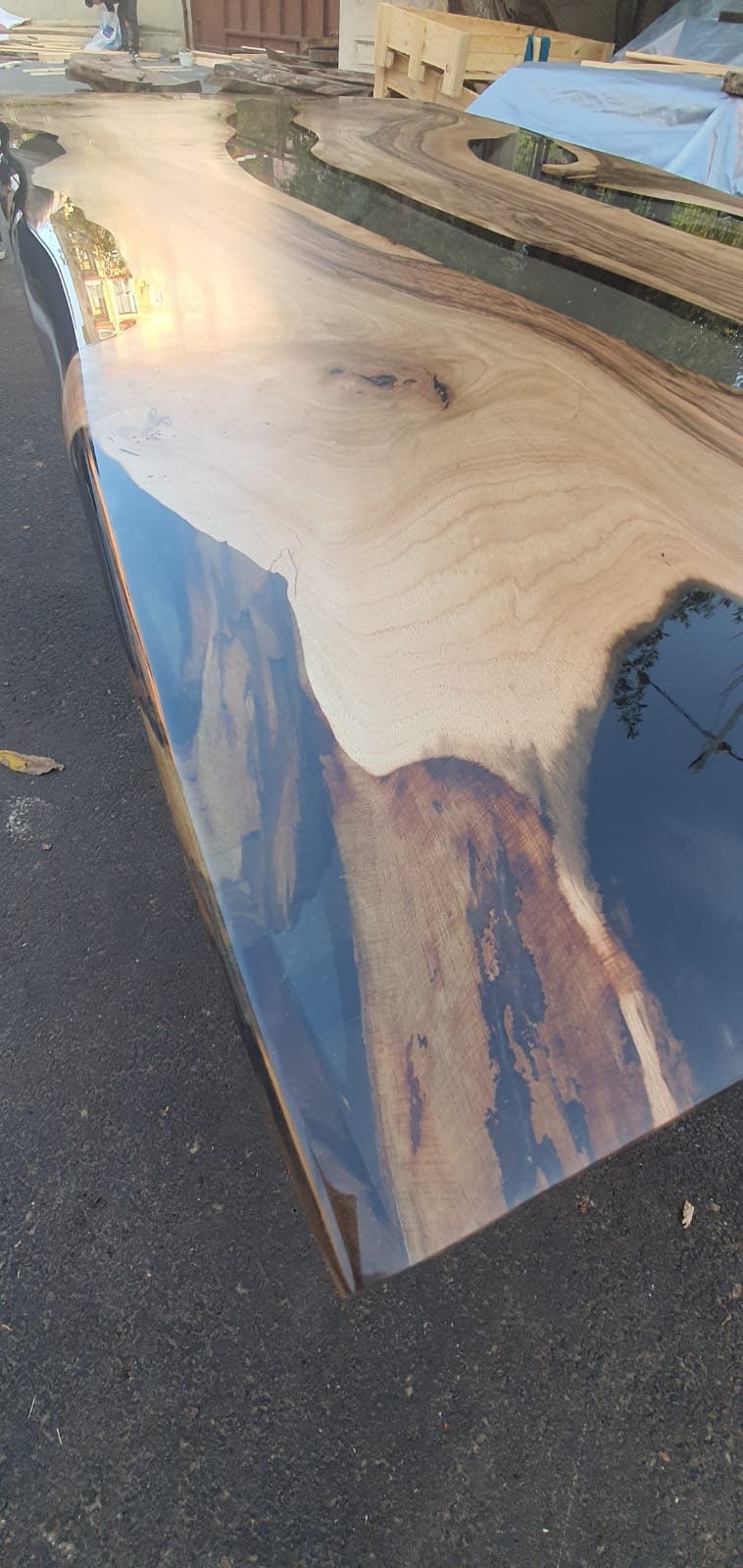 River Table, Live Edge Table, Custom 78” x 40” Walnut Smokey Gray Table, Epoxy River Table, Custom Order for Ashley H